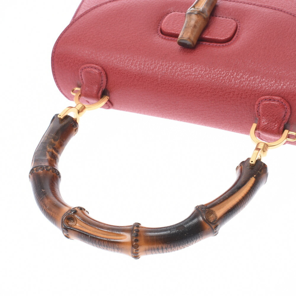 Gucci Bag Handbag Handle Bamboo Pigskin Red Top - Picture 3 of 11